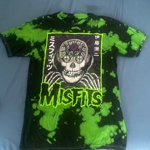 Green tie dye misfits band tee